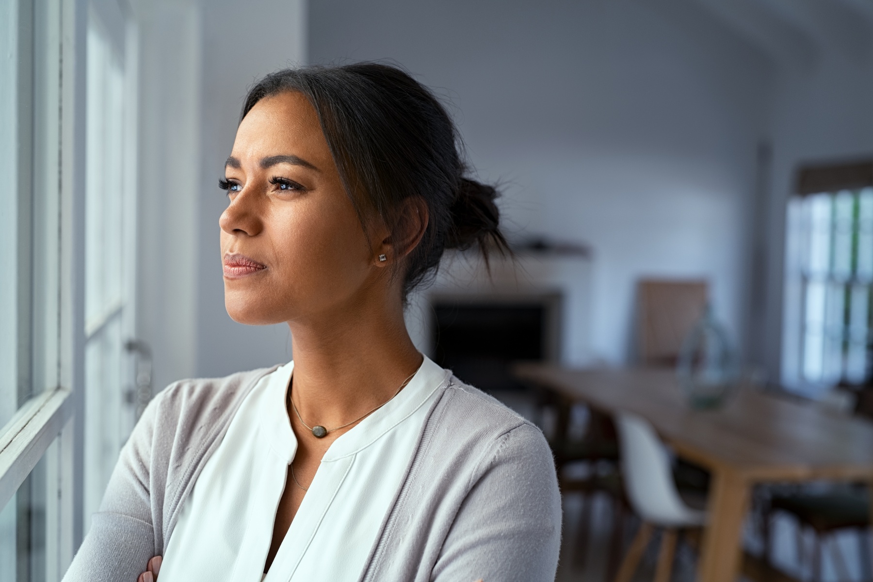 woman looking pensive about government shutdown